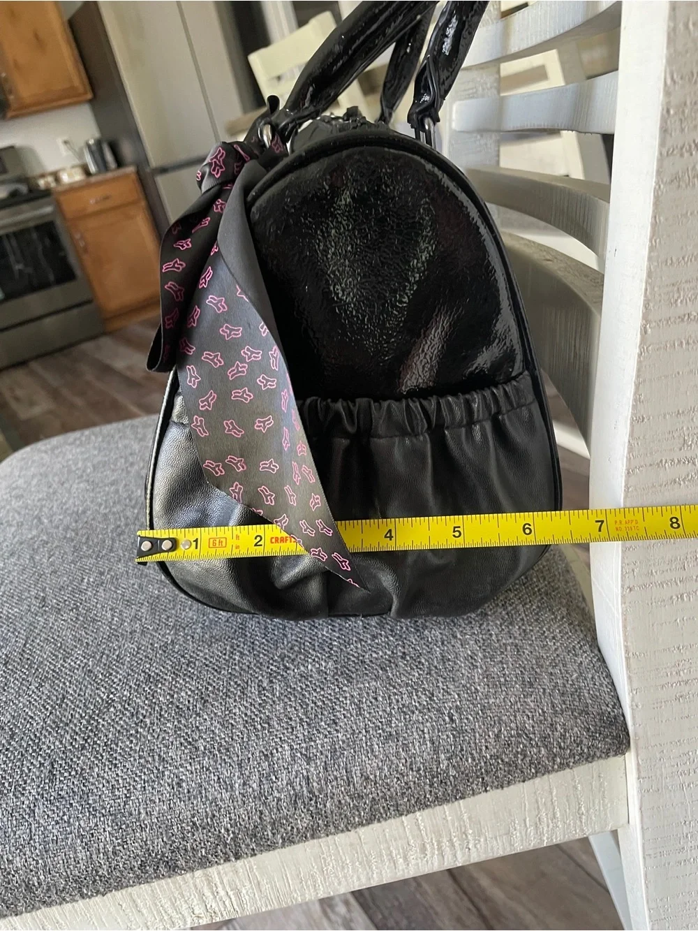 Vintage Y2K RARE FOX Racing Black Handbag  satchel Purse with Pink Logo Ribbon